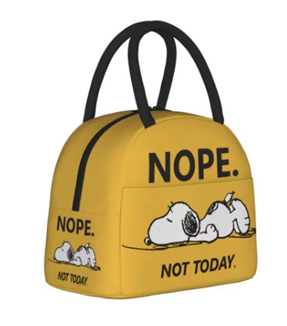 Peanuts Other - Peanuts Snoopy Lunchbox Bag, Insulated Tote, Bento Box - Nope, Not Today, Yellow